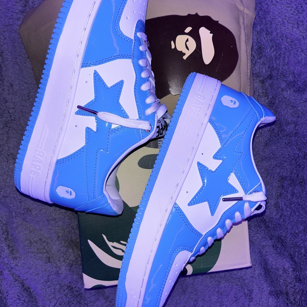 Bape Kids Sneakers in Sky Blue and White